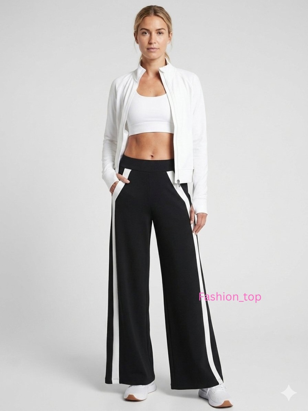Spanx AirEssentials MP Black Stripe Track Pants Wide-Leg Soft Lounge Wear